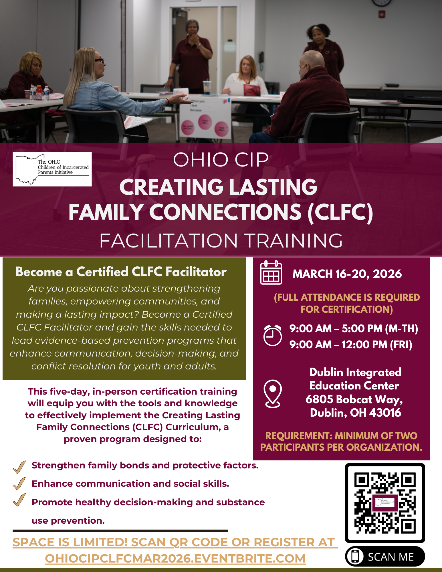 Image of flyer for the Ohio CIP CLFC Training March 16-20, 2026