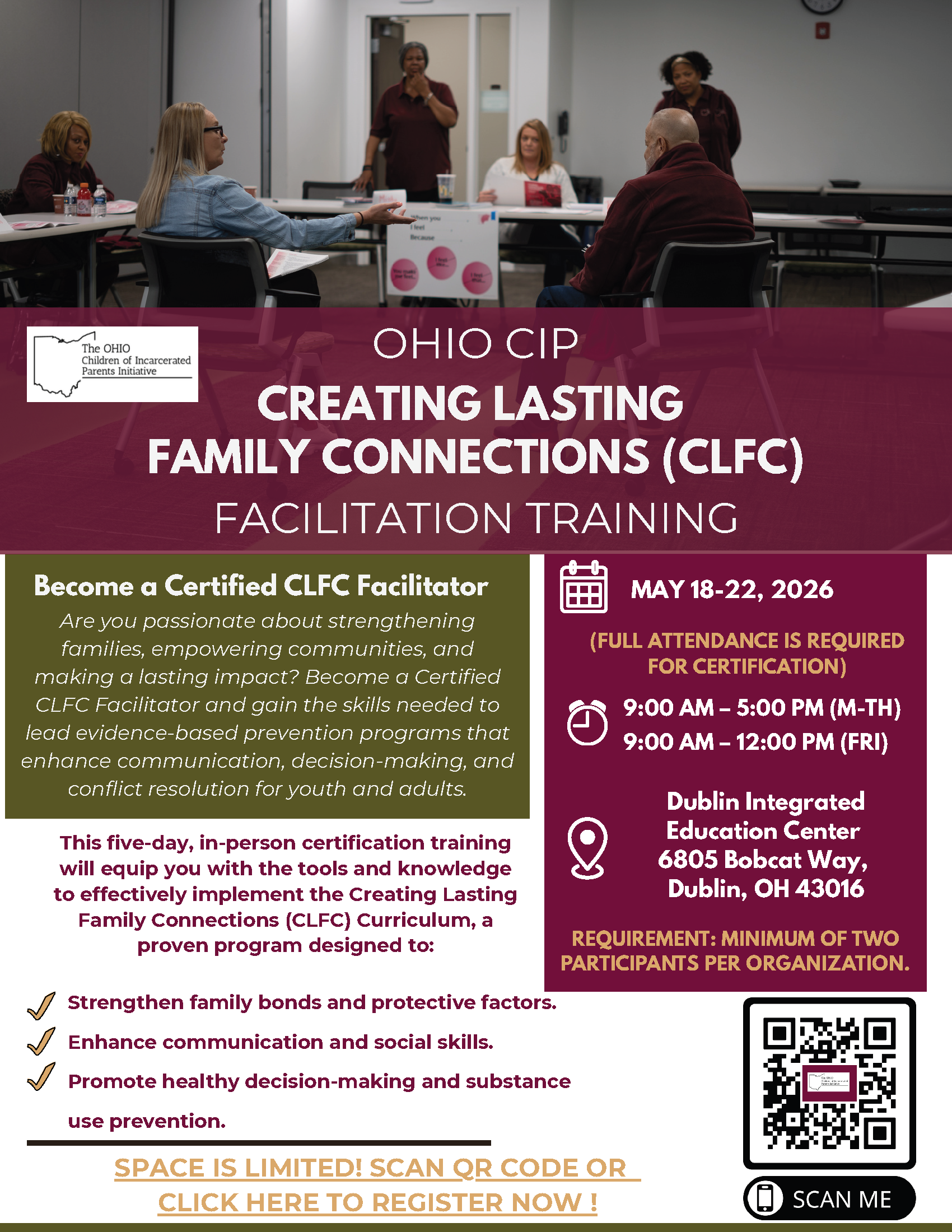 Image of flyer for Creating Lasting Family Training May 18-22
