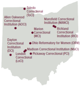Map of ODRC locations offering CLFC programming.